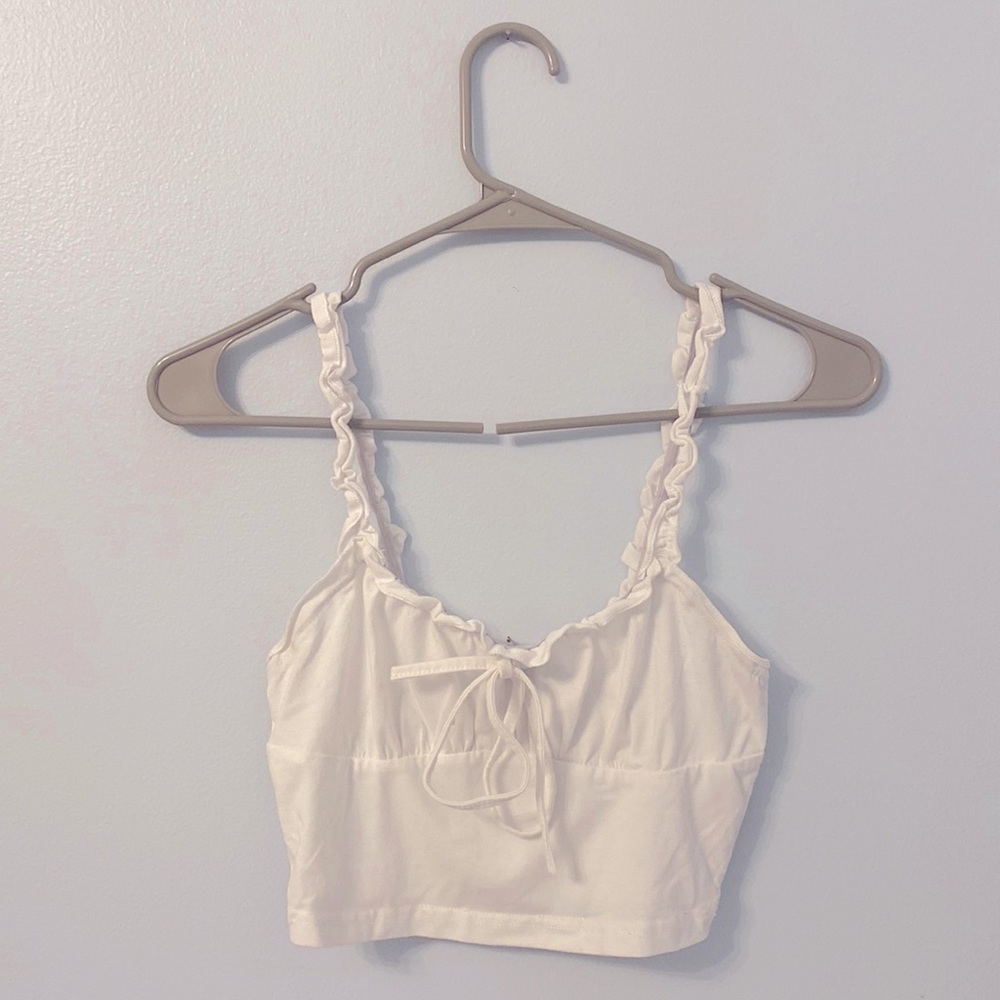 White cropped top with bow